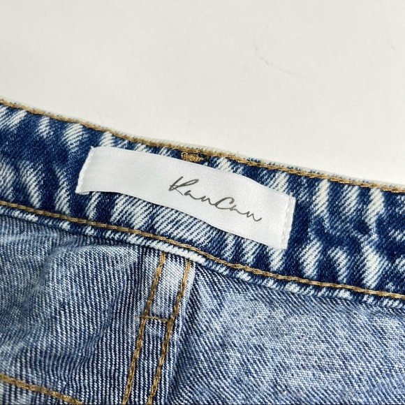 𝅺Kancan Acid Wash Super Distressed Raw Hem Boyfriend Straight Leg Blue Jeans 28 - Picture 2 of 10